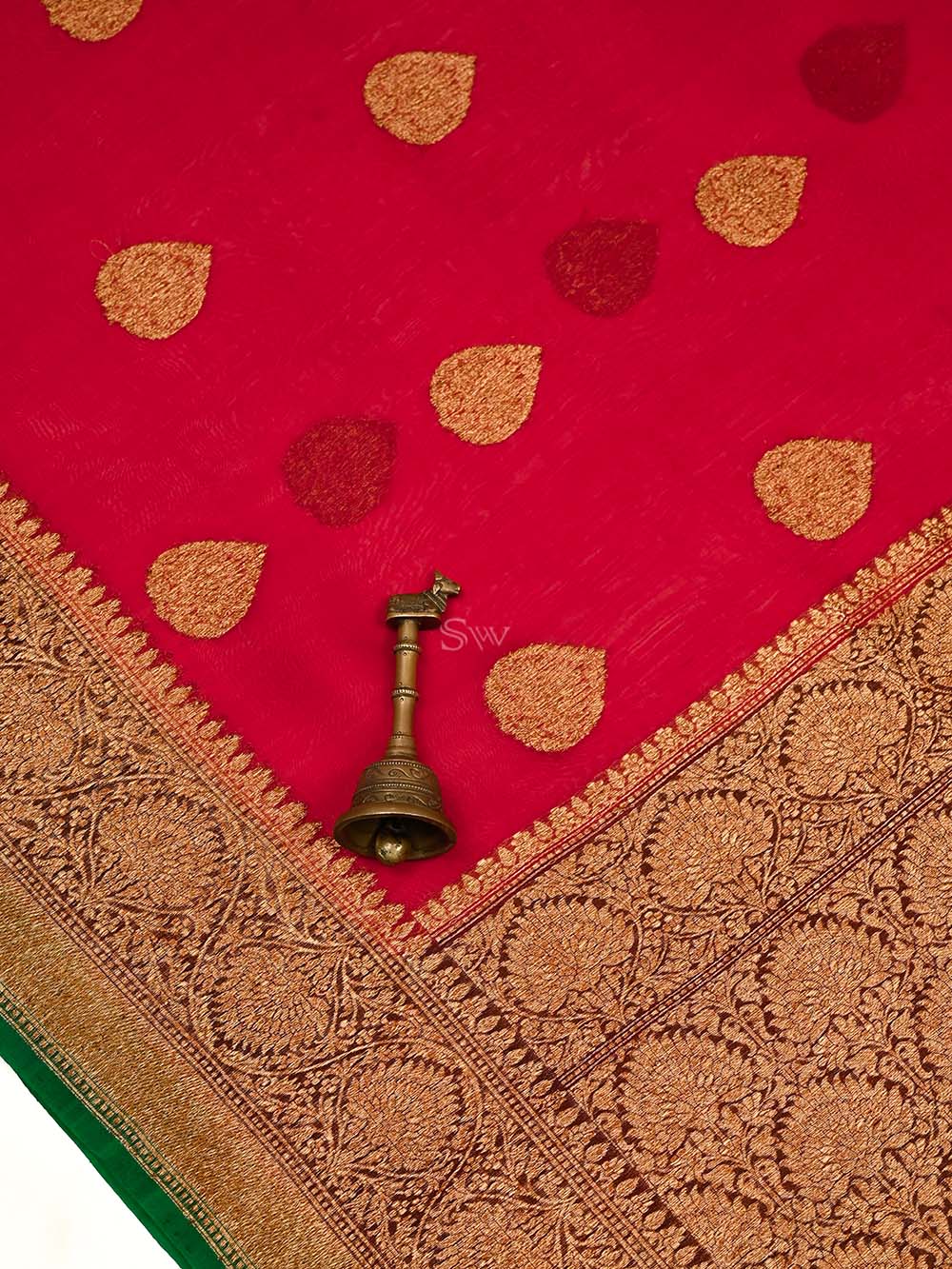 Maroon Organza Silk Handloom Banarasi Saree - Sacred Weaves