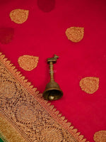 Maroon Organza Silk Handloom Banarasi Saree - Sacred Weaves