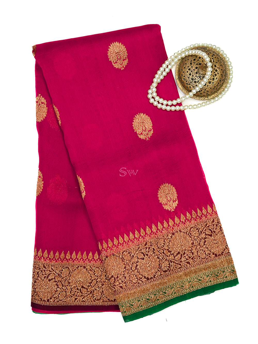 Dark Magenta Organza Silk Handloom Banarasi Saree - Sacred Weaves