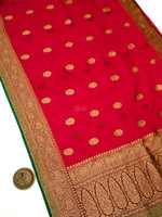 Maroon Organza Silk Handloom Banarasi Saree - Sacred Weaves