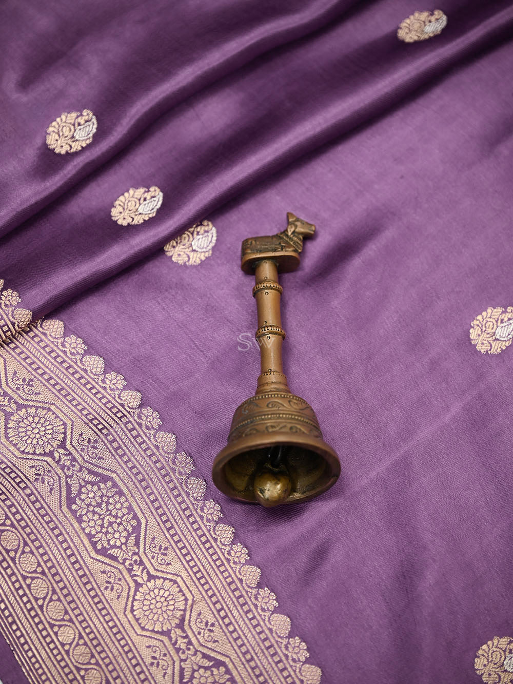Pastel Purple Sona Roopa Zari Booti Satin Silk Handloom Banarasi Saree - Sacred Weaves