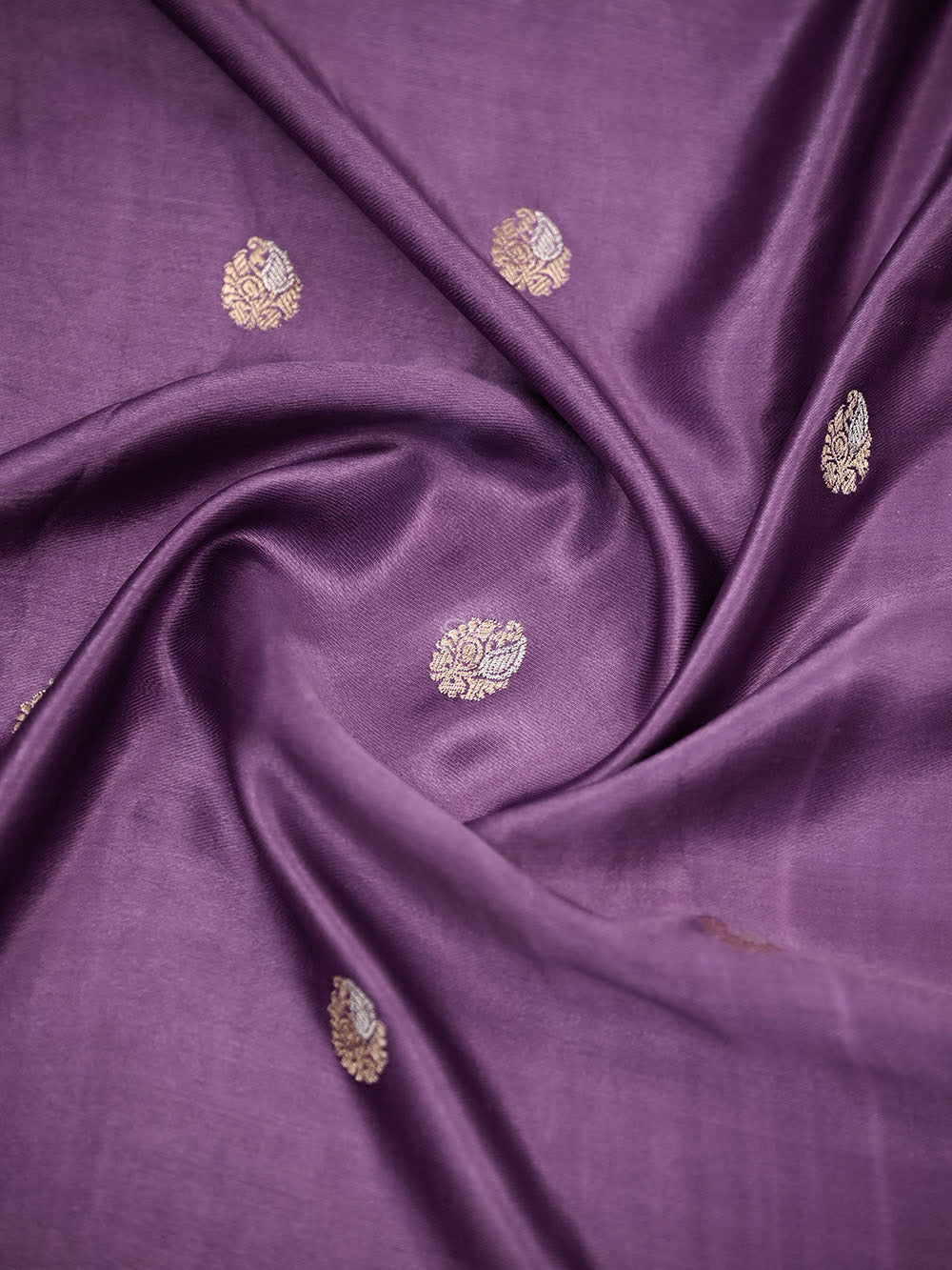 Pastel Purple Sona Roopa Zari Booti Satin Silk Handloom Banarasi Saree - Sacred Weaves