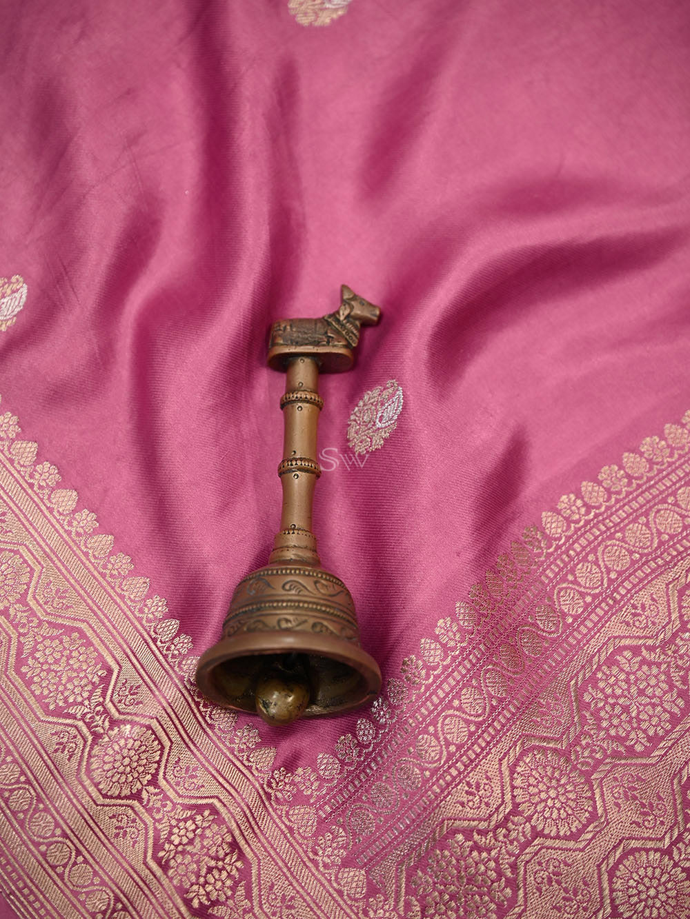 Pink Sona Roopa Booti Satin Silk Handloom Banarasi Saree - Sacred Weaves