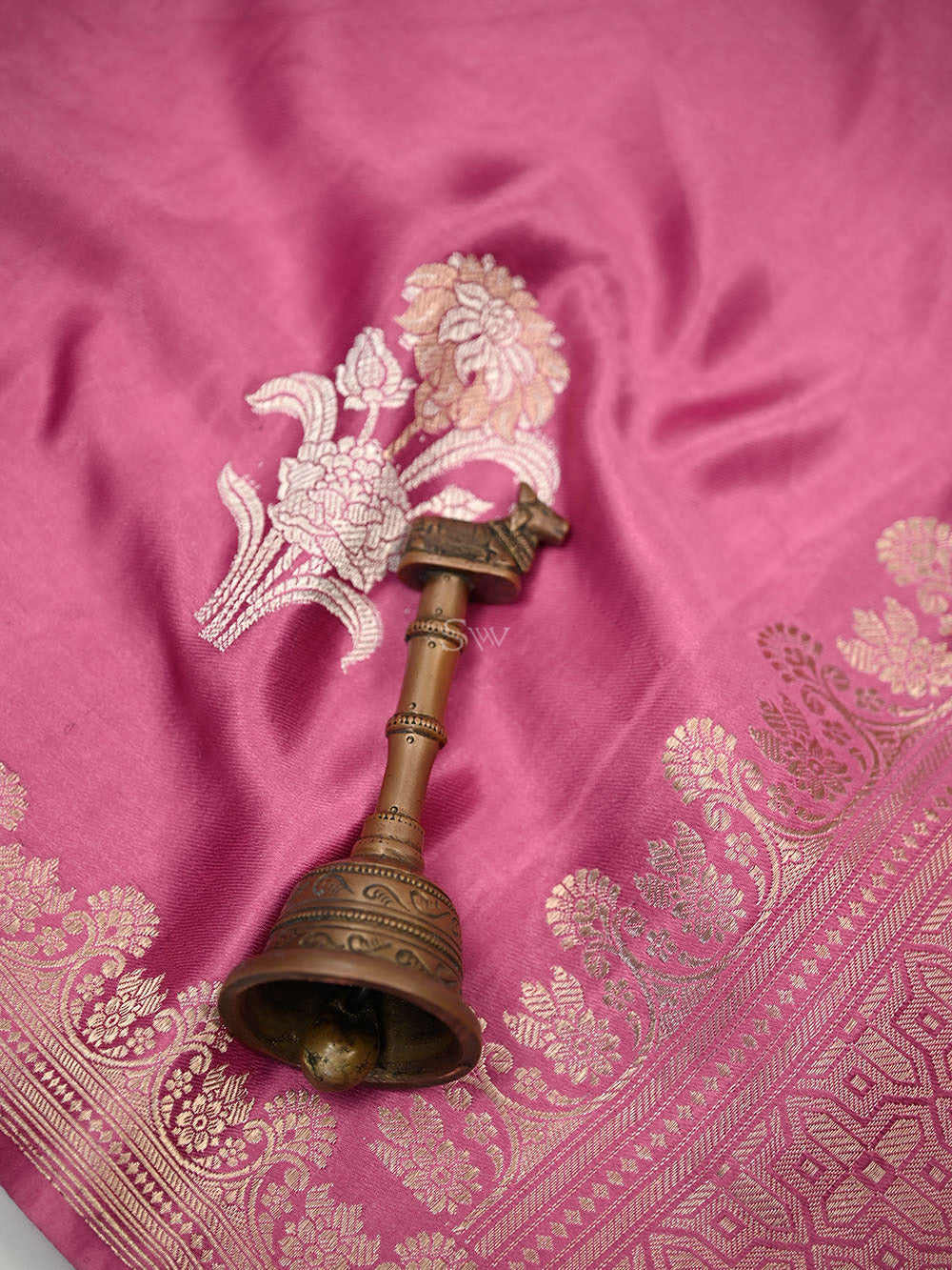 Pink Sona Roopa Boota Satin Silk Handloom Banarasi Saree - Sacred Weaves