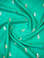 Sea Green Booti Satin Silk Handloom Banarasi Saree - Sacred Weaves
