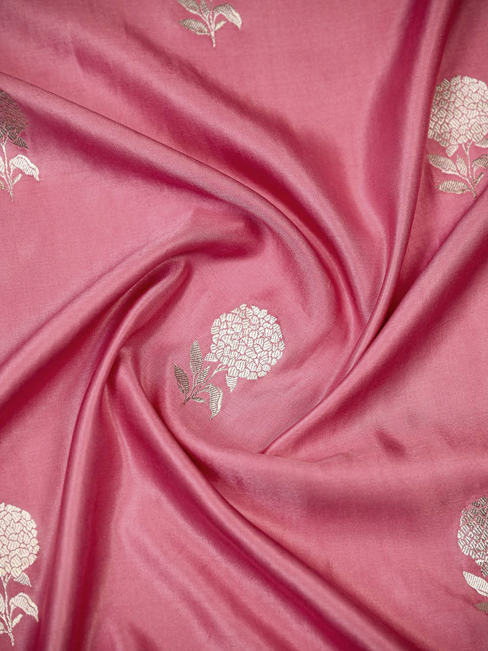 Pink Boota Satin Silk Handloom Banarasi Saree - Sacred Weaves