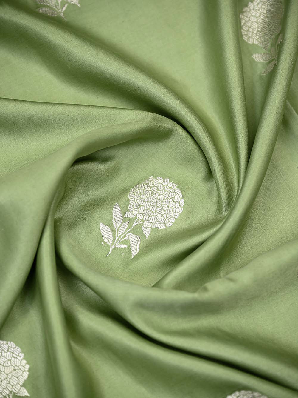 Pista Green Boota Satin Silk Handloom Banarasi Saree - Sacred Weaves