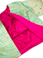 Sea Green Silk Meenakari Handloom Banarasi Jacket - Sacred Weaves