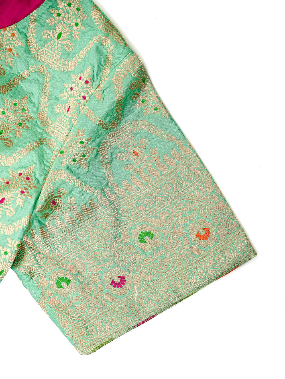 Sea Green Silk Meenakari Handloom Banarasi Jacket - Sacred Weaves