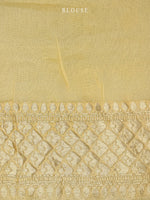 Pastel Yellow Peach Rangkat Khaddi Georgette Handloom Banarasi Saree - Sacred Weaves