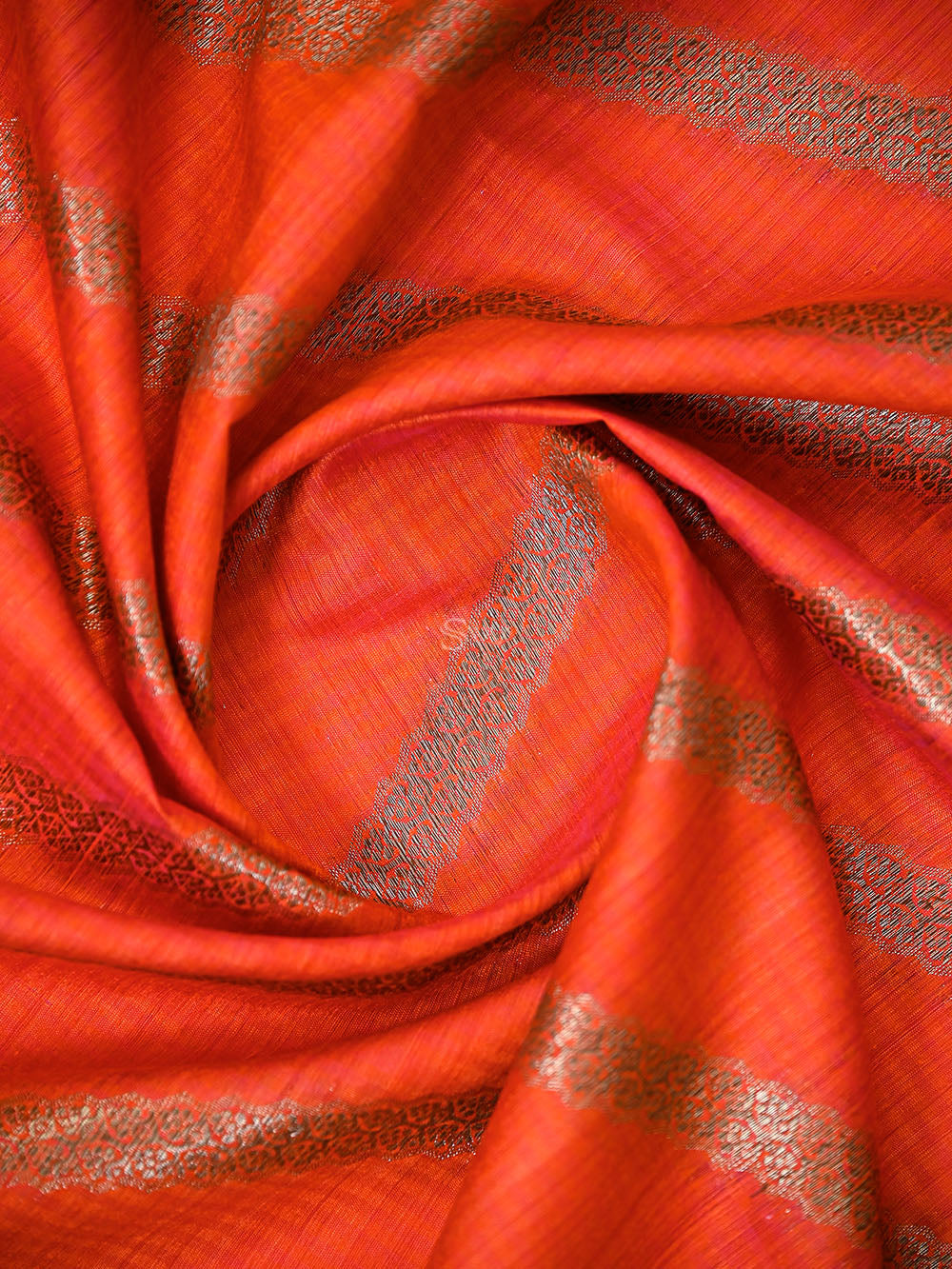Dark Orange Booti Dupion Silk Handloom Banarasi Suit - Sacred Weaves