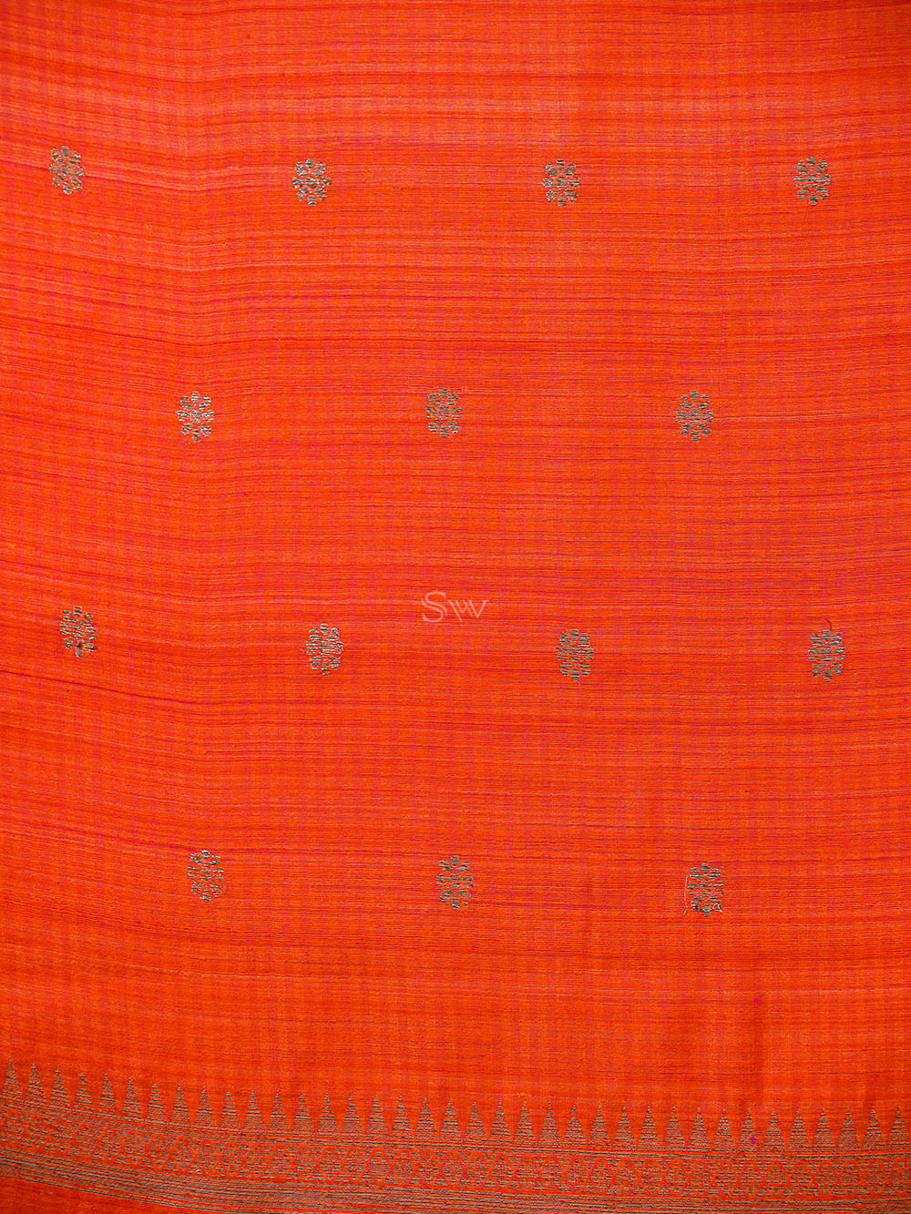 Dark Orange Booti Dupion Silk Handloom Banarasi Suit - Sacred Weaves