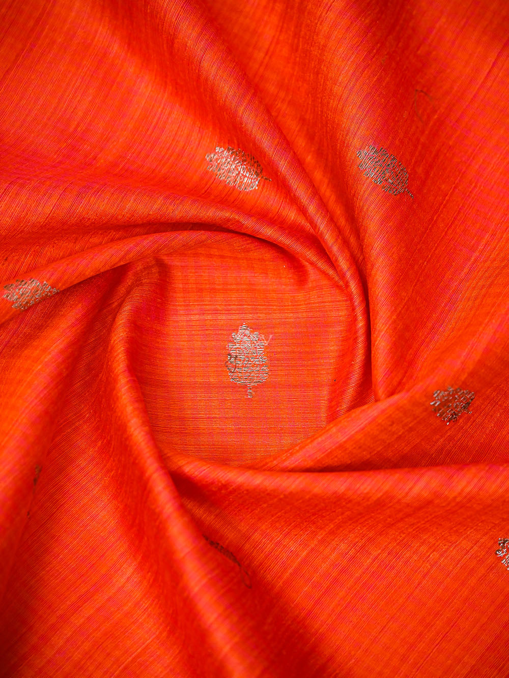 Dark Orange Booti Dupion Silk Handloom Banarasi Suit - Sacred Weaves