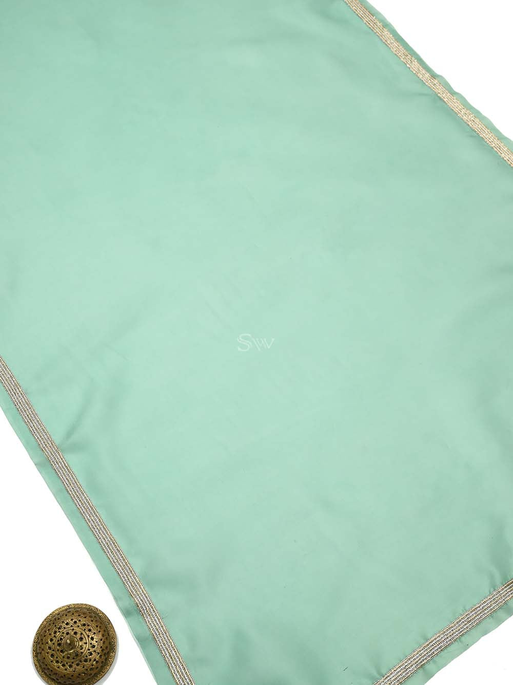 Mint Green Silk Handloom Banarasi Lehenga - Sacred Weaves