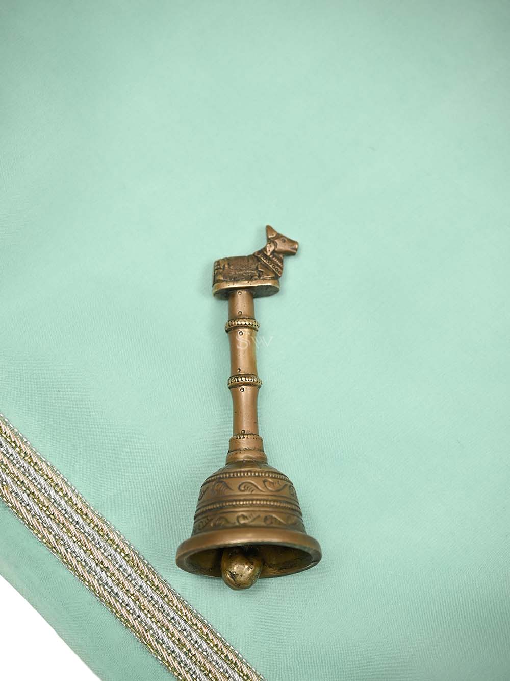 Mint Green Silk Handloom Banarasi Lehenga - Sacred Weaves