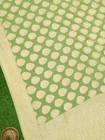 Pista Green Boota Khaddi Georgette Handloom Banarasi Saree - Sacred Weaves