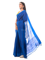 Royal Blue Plain Silk Handloom Saree
