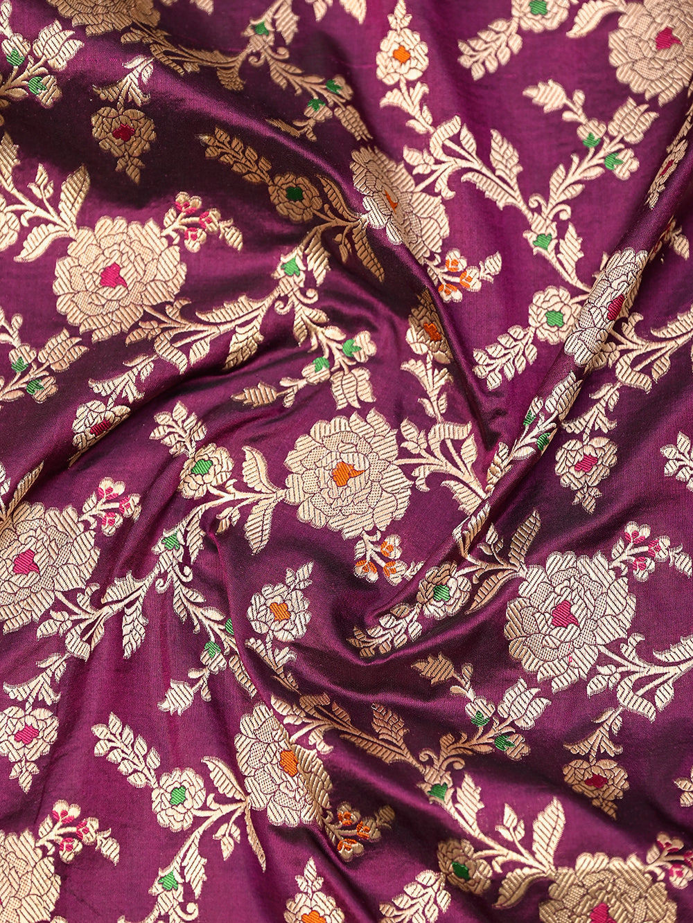Wine Meenakari Jaal Katan Silk Handloom Banarasi Dupatta - Sacred Weaves