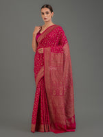 Magenta Jaal Crepe Silk Handloom Banarasi Saree