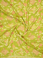 Lime Green Meenakari Khaddi Georgette Handloom Banarasi Suit - Sacred Weaves