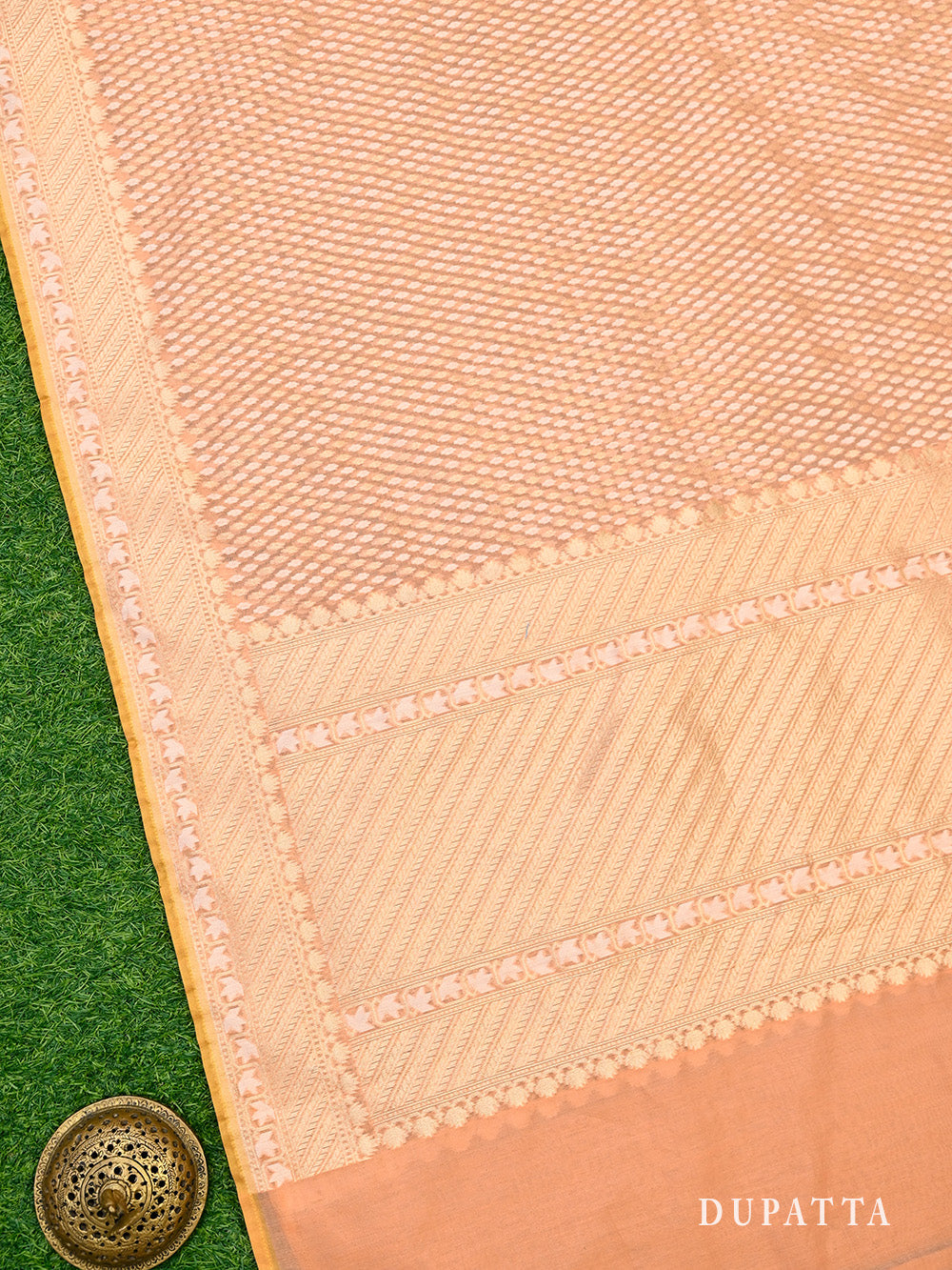 Peach Cotton Silk Handloom Banarasi Suit - Sacred Weaves