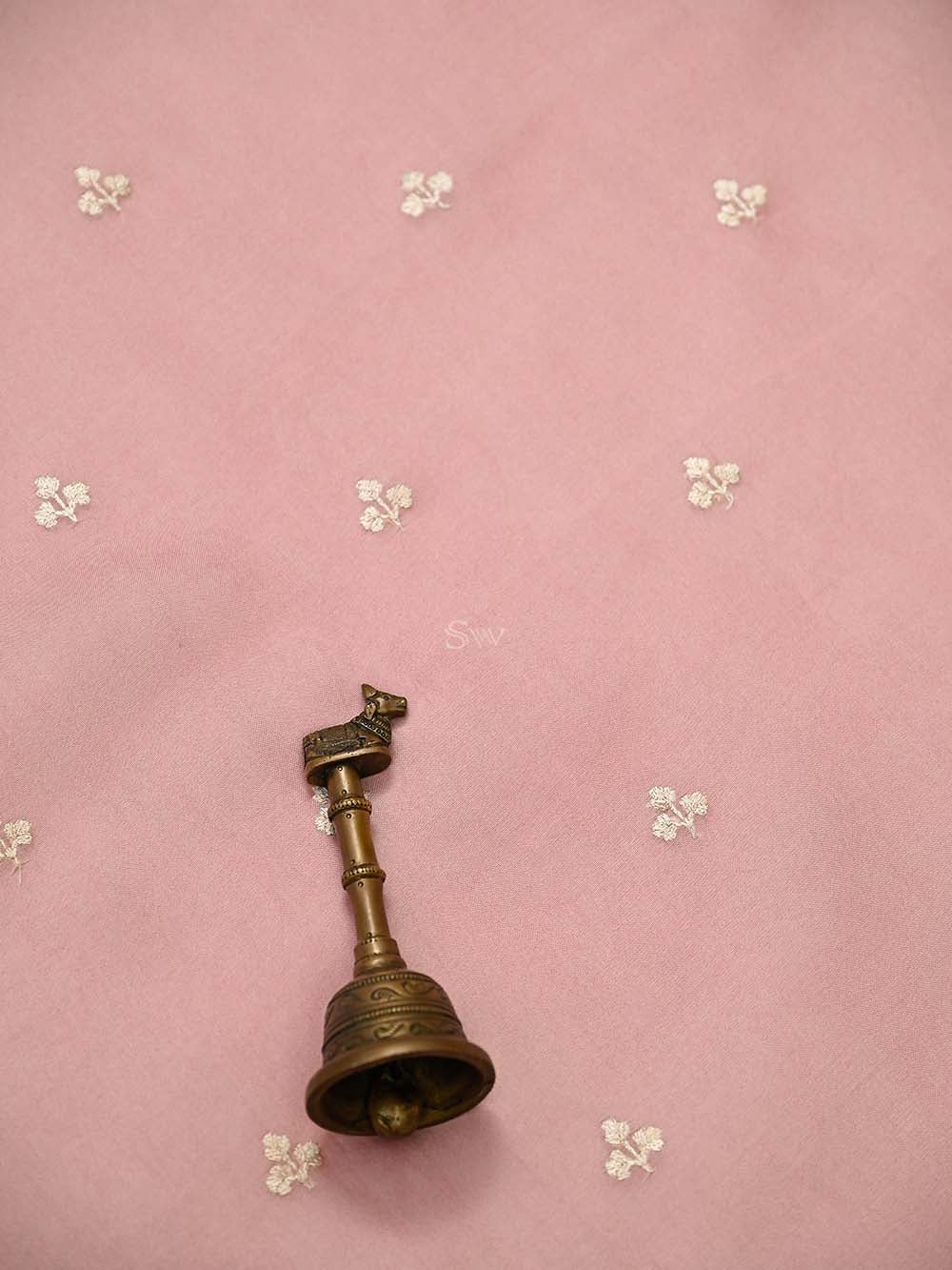 Pink Embroidered Organza Handloom Banarasi Suit - Sacred Weaves