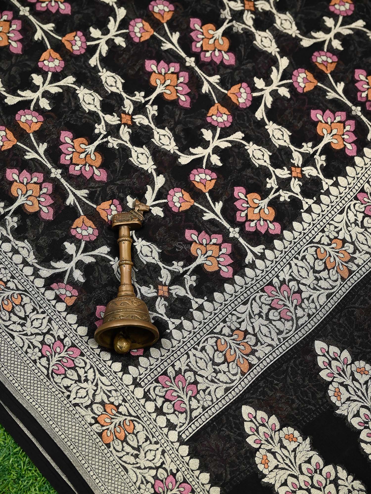 Black Meenakari Khaddi Georgette Handloom Banarasi Suit - Sacred Weaves