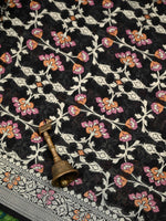 Black Meenakari Khaddi Georgette Handloom Banarasi Suit - Sacred Weaves