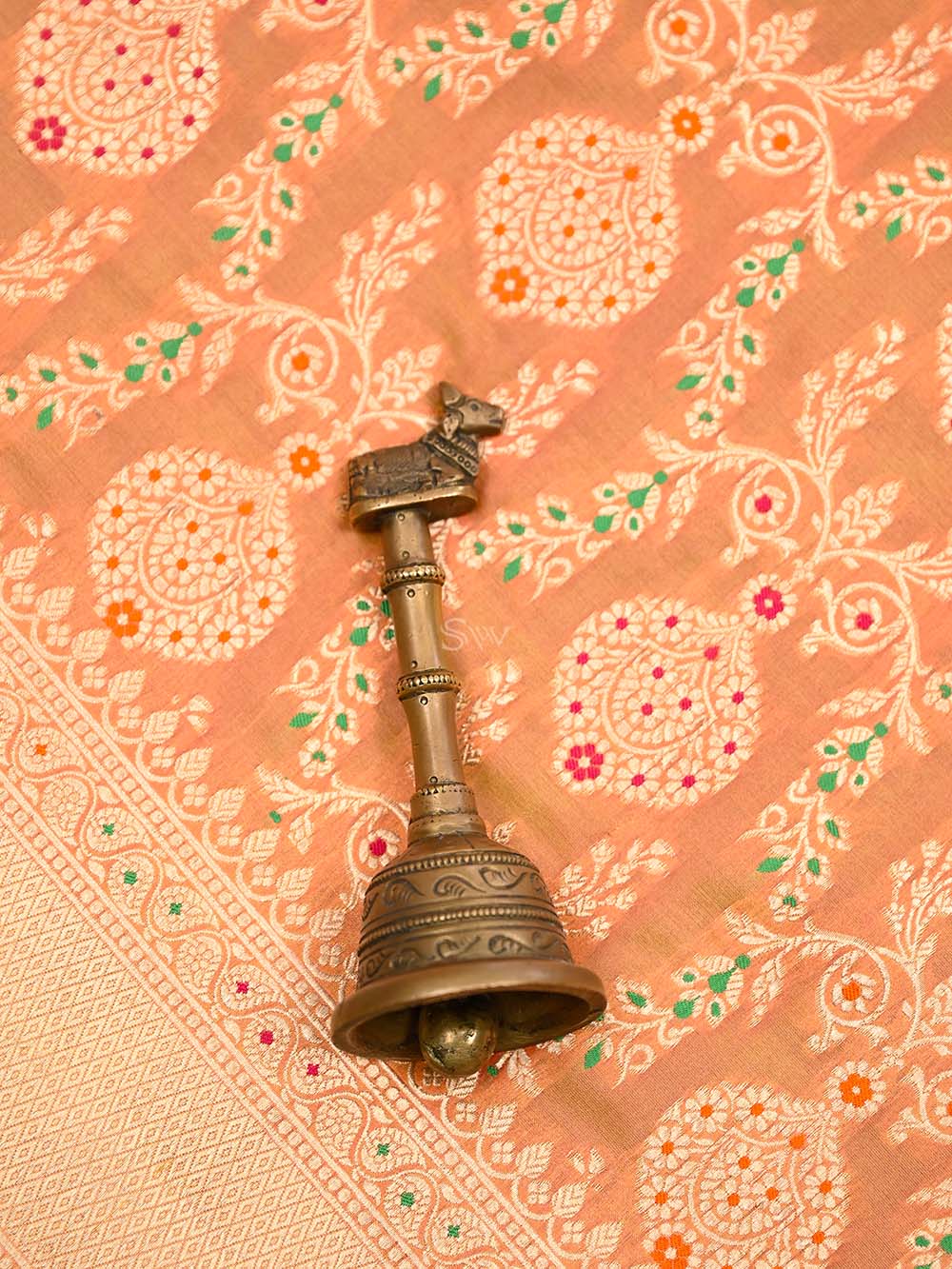 Orange Pink Meenakari Jaal Katan Silk Handloom Banarasi Dupatta - Sacred Weaves