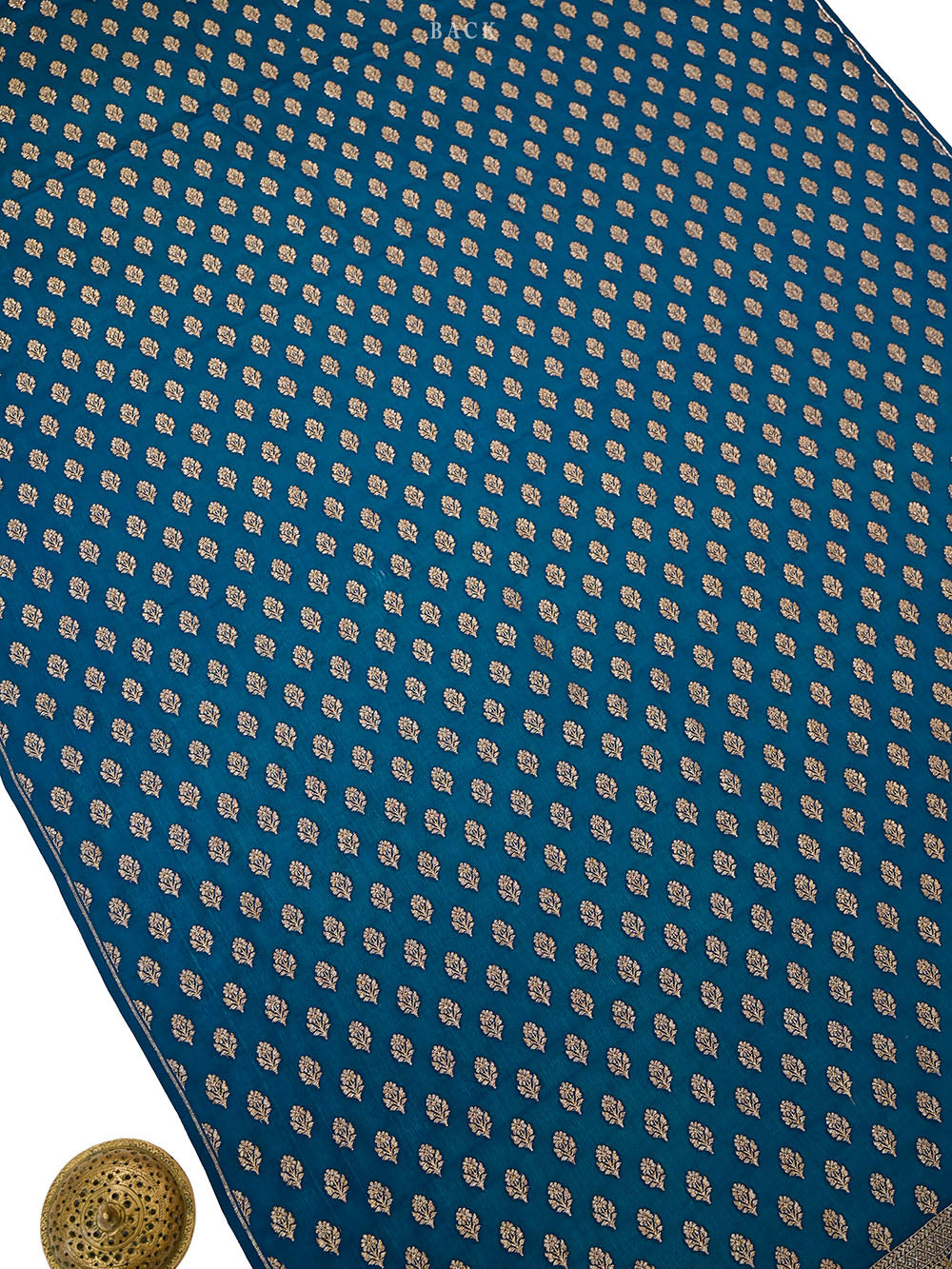 Midnight Blue Booti Crepe Silk Handloom Banarasi Suit - Sacred Weaves