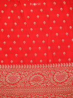 Red Jaal Crepe Silk Handloom Banarasi Saree - Sacred Weaves