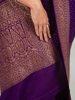 Purple Booti Crepe Silk Handloom Banarasi Saree -Sacred Weaves