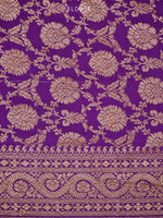 Purple Booti Crepe Silk Handloom Banarasi Saree -Sacred Weaves