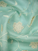 Aqua Green Embroidered Organza Handloom Banarasi Suit - Sacred Weaves