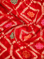 Red Meenakari Jaal Khaddi Georgette Handloom Banarasi Saree