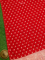 Red Meenakari Khaddi Georgette Handloom Banarasi Suit - Sacred Weaves