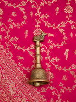 Magenta Shikargah Jaal Crepe Silk Handloom Banarasi Saree - Sacred Weaves
