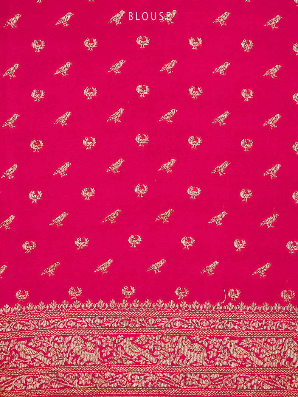 Magenta Shikargah Jaal Crepe Silk Handloom Banarasi Saree - Sacred Weaves