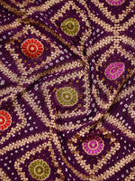 Wine Bandhani Khaddi Georgette Handloom Banarasi Suit - Sacred Weaves