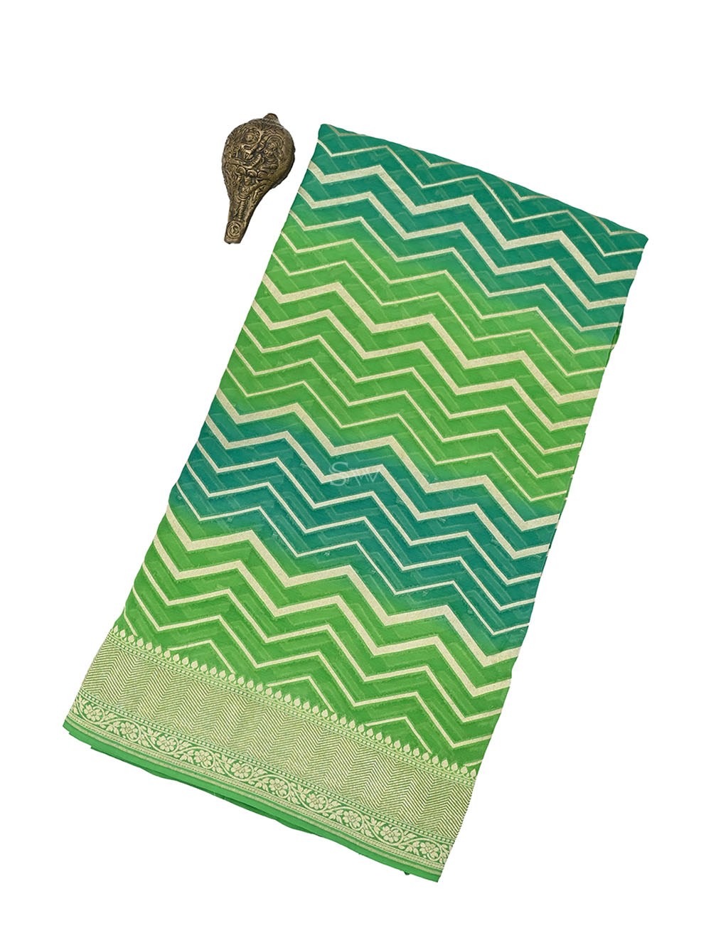 Green Rangkat Khaddi Georgette Handloom Banarasi Saree