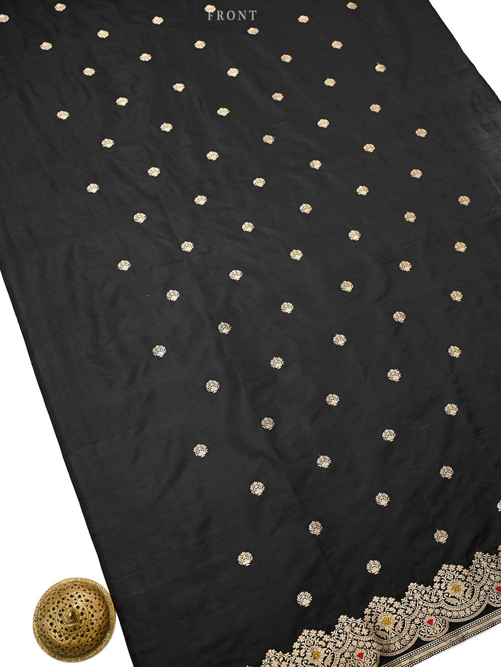 Black Booti Katan Silk Handloom Banarasi Suit - Sacred Weaves