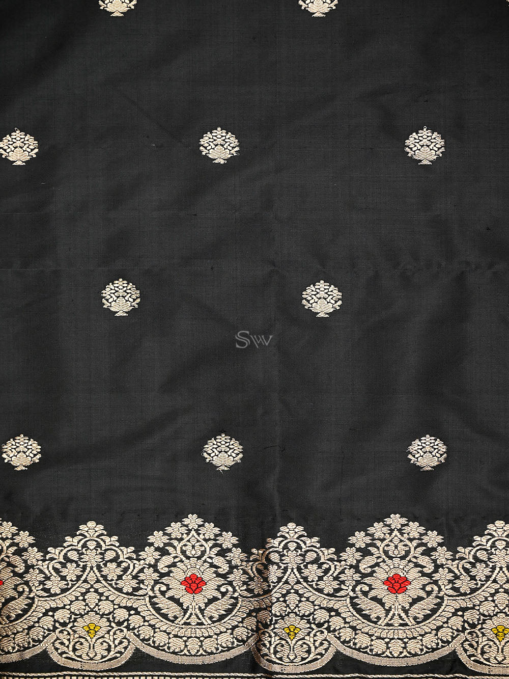 Black Booti Katan Silk Handloom Banarasi Suit - Sacred Weaves