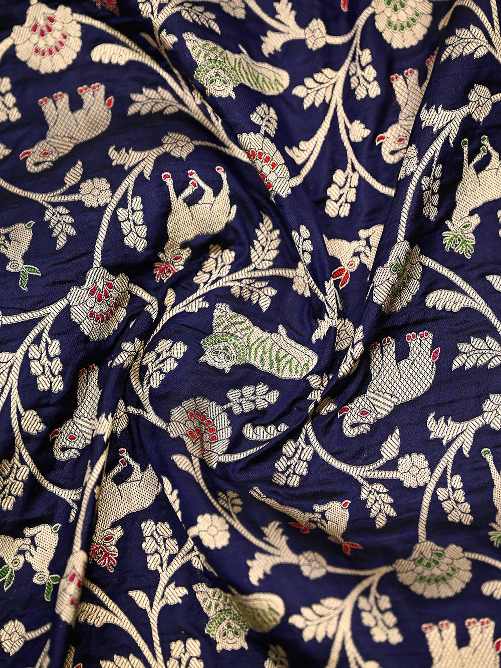 Blue Meenakari Booti Katan Silk Handloom Banarasi Suit - Sacred Weaves