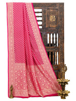 Magenta Booti Khaddi Georgette Handloom Banarasi Saree