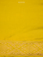 Yellow Green Satin Brocade Handloom Banarasi Saree - Sacred Weaves