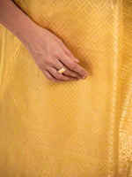 Yellow Green Satin Brocade Handloom Banarasi Saree - Sacred Weaves