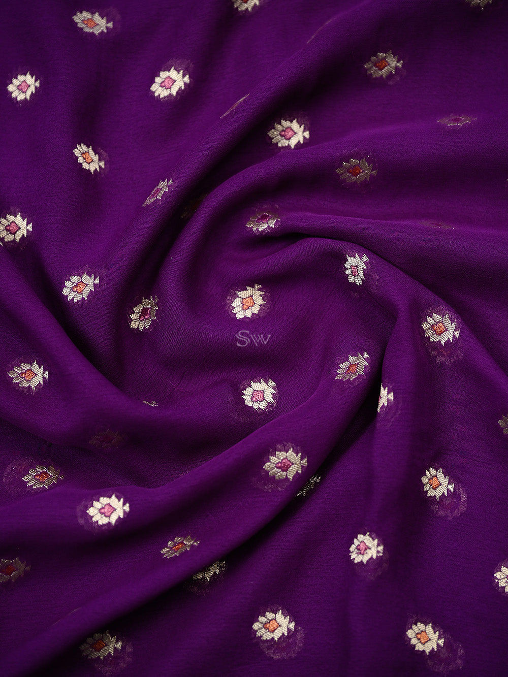 Purple Meenakari Khaddi Georgette Handloom Banarasi Suit - Sacred Weaves