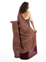 Brown Jaal Crepe Silk Handloom Banarasi Saree - Sacred Weaves