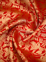 Red Silk Shikargah Brocade Handloom Banarasi Saree - Sacred Weaves