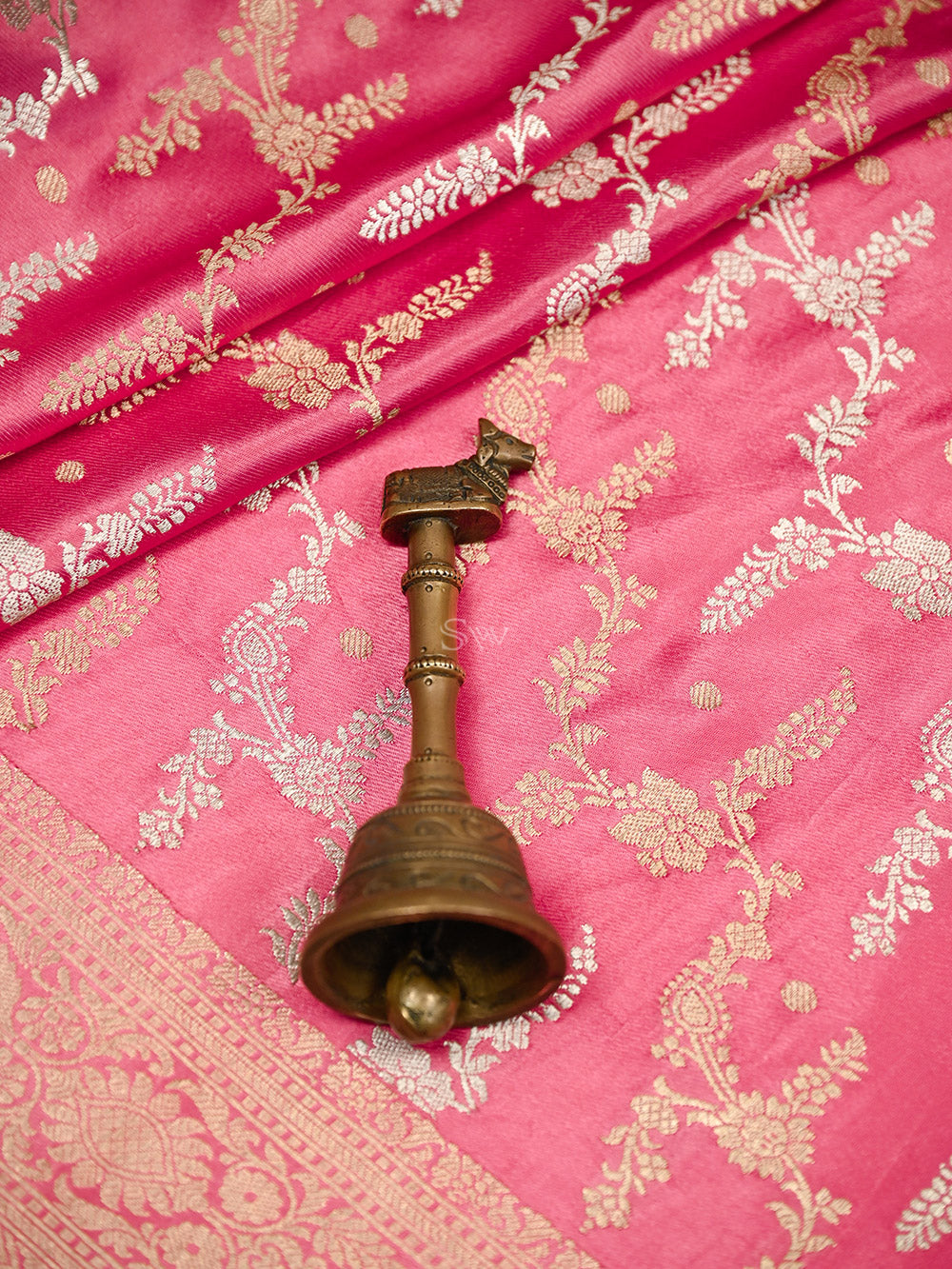 Pastel Pink Satin Sona Roopa Jaal Handloom Banarasi Saree - Sacred Weaves